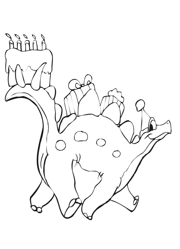 Goede verjaardag-kleurplaat-dinosaurus-met-taart MN-68